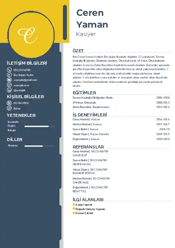 Kasiyer cv indir